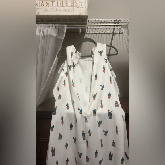 NWT Do+Be Women's Size 6 White Cactus Pattern Ruffle Sleeve Dress - Picture 13 of 14